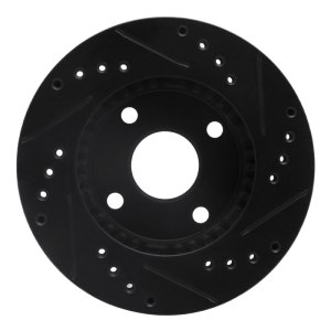 Ford Escort Brake Rotor (1) - Front Left - R1 Concepts - Drilled & Slotted - Black - `90-`01